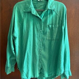 Z Supply Green Casual Button Down Shirt Relaxed Fit